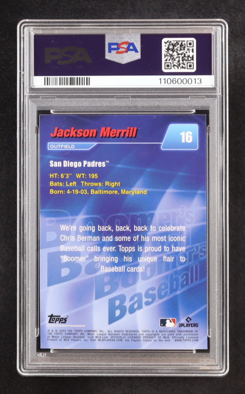 Jackson Merrill 2024 Topps x Berman #16 RC (PSA 10) at PristineAuction.com Jackson Merrill 2024 Topps x Berman #16 RC (PSA 10) at PristineAuction.com