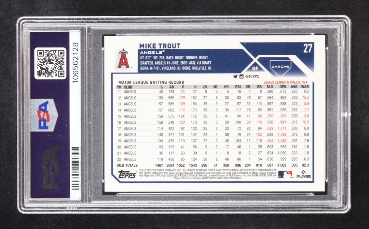 Mike Trout 2023 Topps Chrome SP #27 (PSA 9) at PristineAuction.com Mike Trout 2023 Topps Chrome SP #27 (PSA 9) at PristineAuction.com