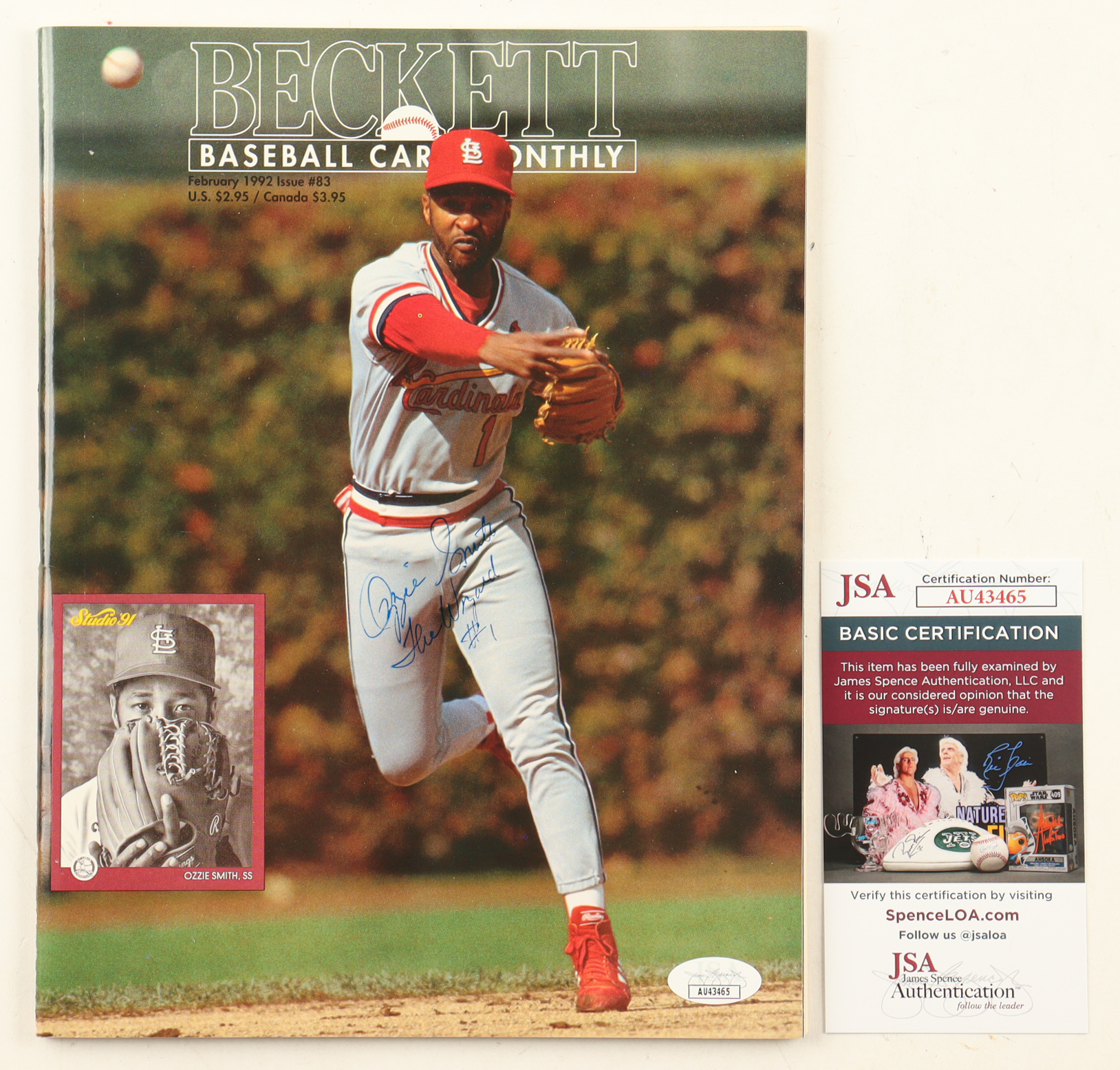 Ozzie Smith Signed 1992 Beckett Baseball Card Monthly Magazine Inscribed "The Wizard" (JSA) at PristineAuction.com Ozzie Smith Signed 1992 Beckett Baseball Card Monthly Magazine Inscribed "The Wizard" (JSA) at PristineAuction.com