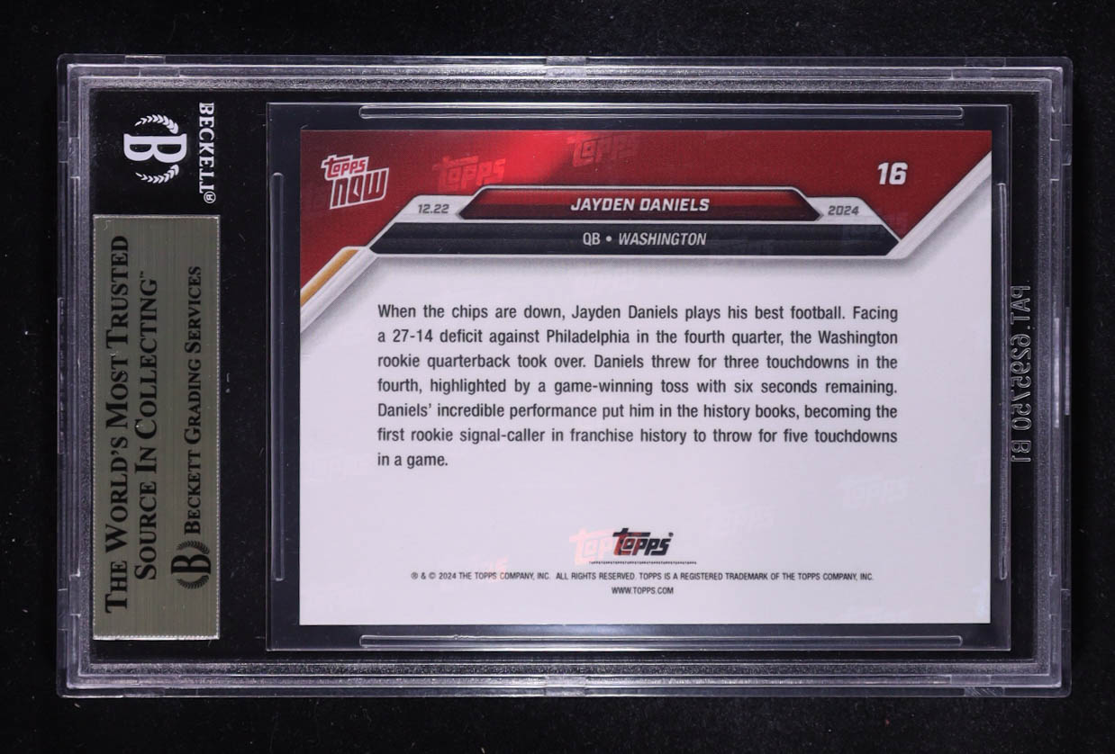 Jayden Daniels 2024 Topps Now #16 RC (BGS 10) at PristineAuction.com Jayden Daniels 2024 Topps Now #16 RC (BGS 10) at PristineAuction.com