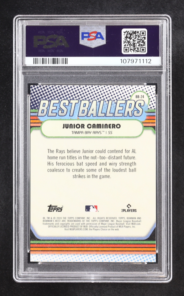 Junior Caminero 2024 Bowman's Best Best Ballers Lava #BB24 #46/50 RC (PSA 9) at PristineAuction.com Junior Caminero 2024 Bowman's Best Best Ballers Lava #BB24 #46/50 RC (PSA 9) at PristineAuction.com