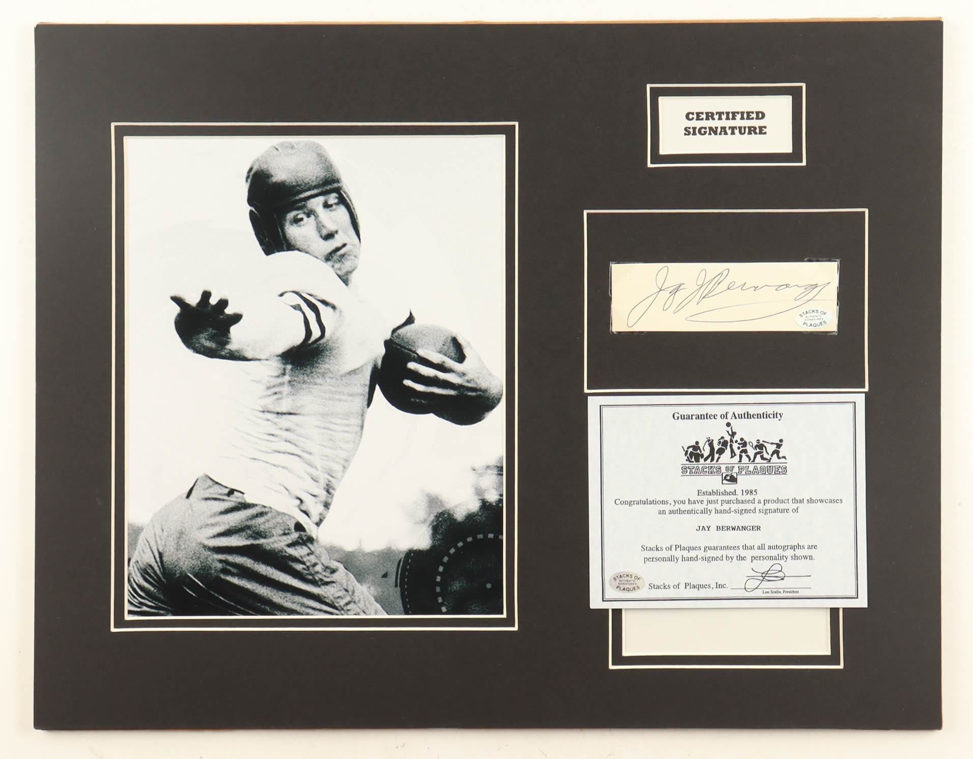 Jay Berwanger Signed Custom Matted Cut Display (SOP) at PristineAuction.com Jay Berwanger Signed Custom Matted Cut Display (SOP) at PristineAuction.com