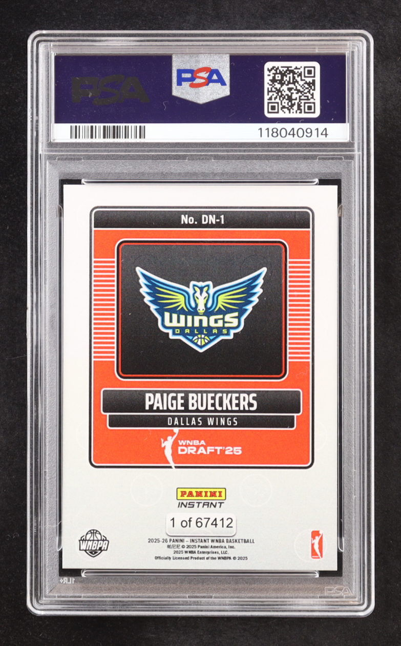 Paige Bueckers 2025 Panini Instant WNBA Draft Night #DN1 RC (PSA 10) at PristineAuction.com Paige Bueckers 2025 Panini Instant WNBA Draft Night #DN1 RC (PSA 10) at PristineAuction.com