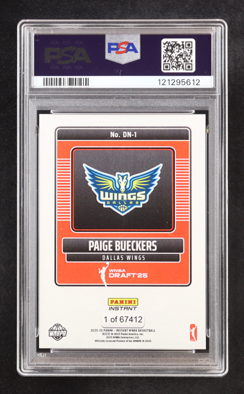 Paige Bueckers 2025 Panini Instant WNBA Draft Night #DN1 RC (PSA 10) at PristineAuction.com Paige Bueckers 2025 Panini Instant WNBA Draft Night #DN1 RC (PSA 10) at PristineAuction.com