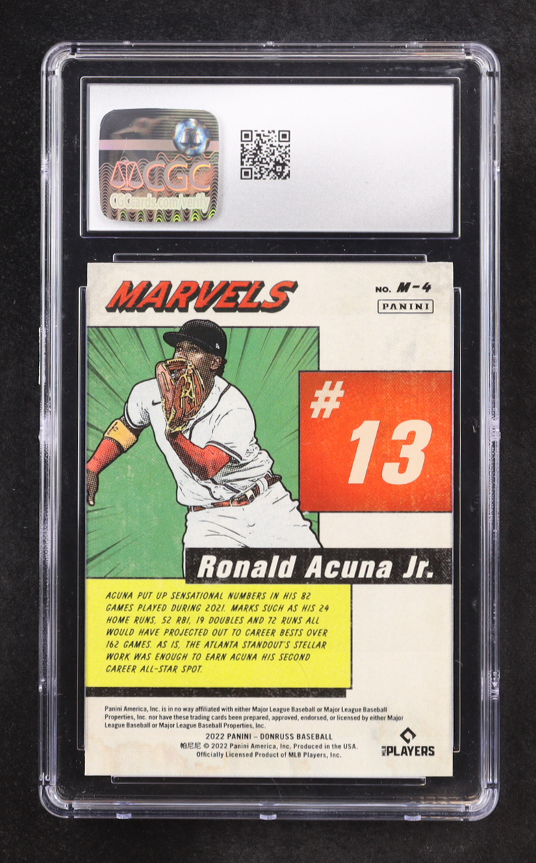 Ronald Acuna Jr. 2022 Donruss Marvels Vector #4 (CGC 10) at PristineAuction.com Ronald Acuna Jr. 2022 Donruss Marvels Vector #4 (CGC 10) at PristineAuction.com