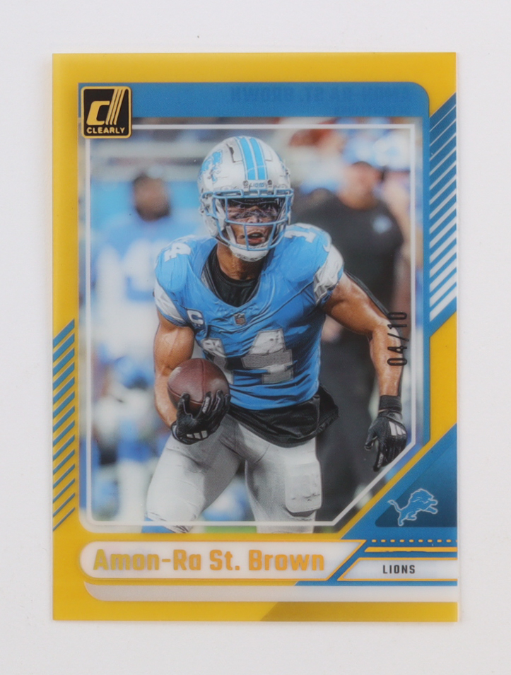 Amon-Ra St. Brown 2024 Clearly Donruss Gold #19 #04/10 at PristineAuction.com Amon-Ra St. Brown 2024 Clearly Donruss Gold #19 #04/10 at PristineAuction.com