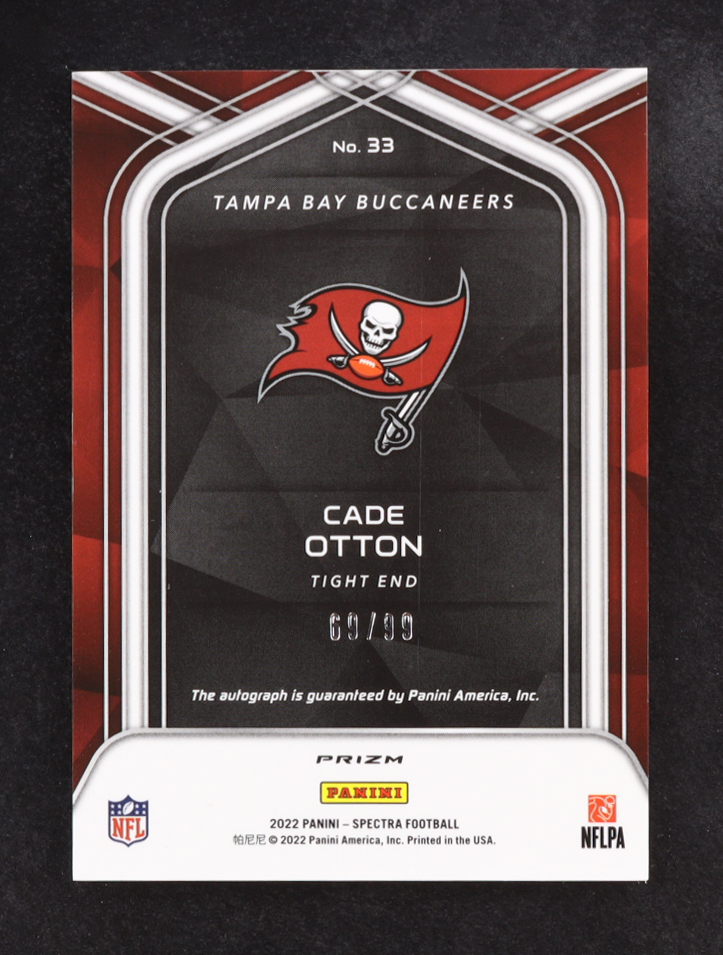 Cade Otton 2022 Panini Spectra Rookie Autographs #33 #69/99 RC at PristineAuction.com Cade Otton 2022 Panini Spectra Rookie Autographs #33 #69/99 RC at PristineAuction.com