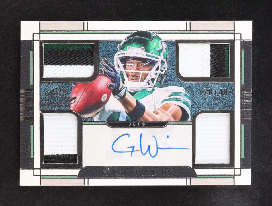 Garrett Wilson 2023 Panini One JSY AU #55 #20/49 at PristineAuction.com Garrett Wilson 2023 Panini One JSY AU #55 #20/49 at PristineAuction.com