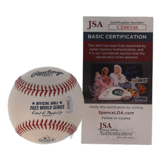 Marcus Semien Signed 2023 World Series Baseball (JSA) at PristineAuction.com Marcus Semien Signed 2023 World Series Baseball (JSA) at PristineAuction.com
