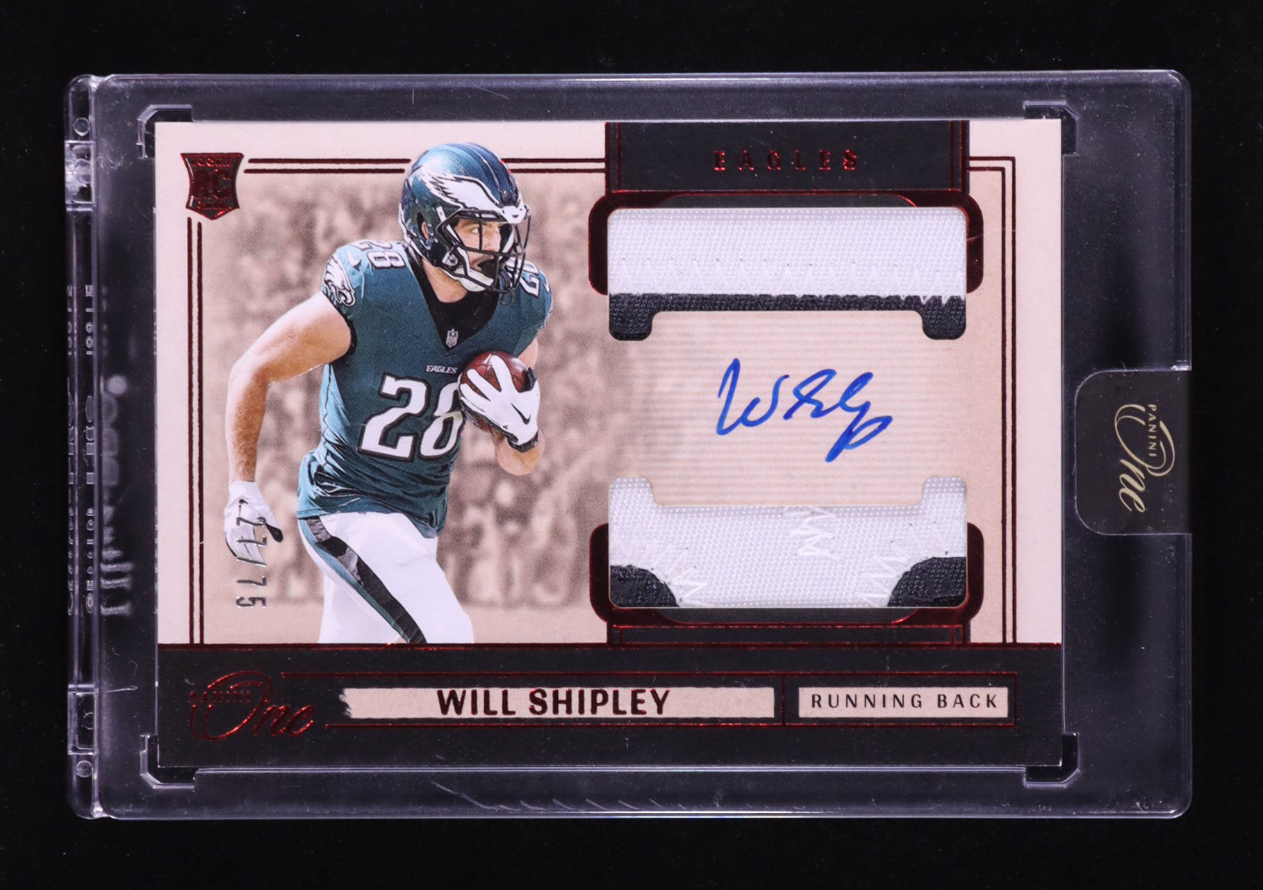 Will Shipley 2024 Panini One Relic Dual Patch Auto #48 RC #27/75 at PristineAuction.com Will Shipley 2024 Panini One Relic Dual Patch Auto #48 RC #27/75 at PristineAuction.com