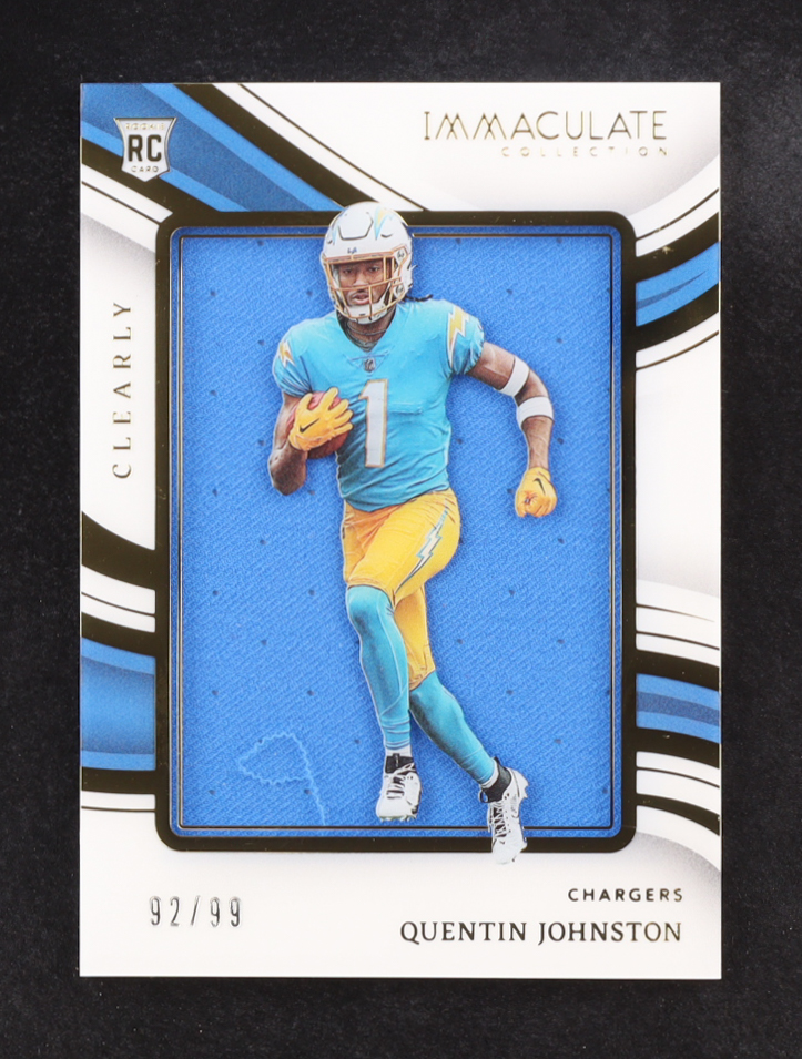 Quentin Johnston 2023 Immaculate Collection Clearly Immaculate Rookie Jerseys #21 #92/99 RC at PristineAuction.com Quentin Johnston 2023 Immaculate Collection Clearly Immaculate Rookie Jerseys #21 #92/99 RC at PristineAuction.com
