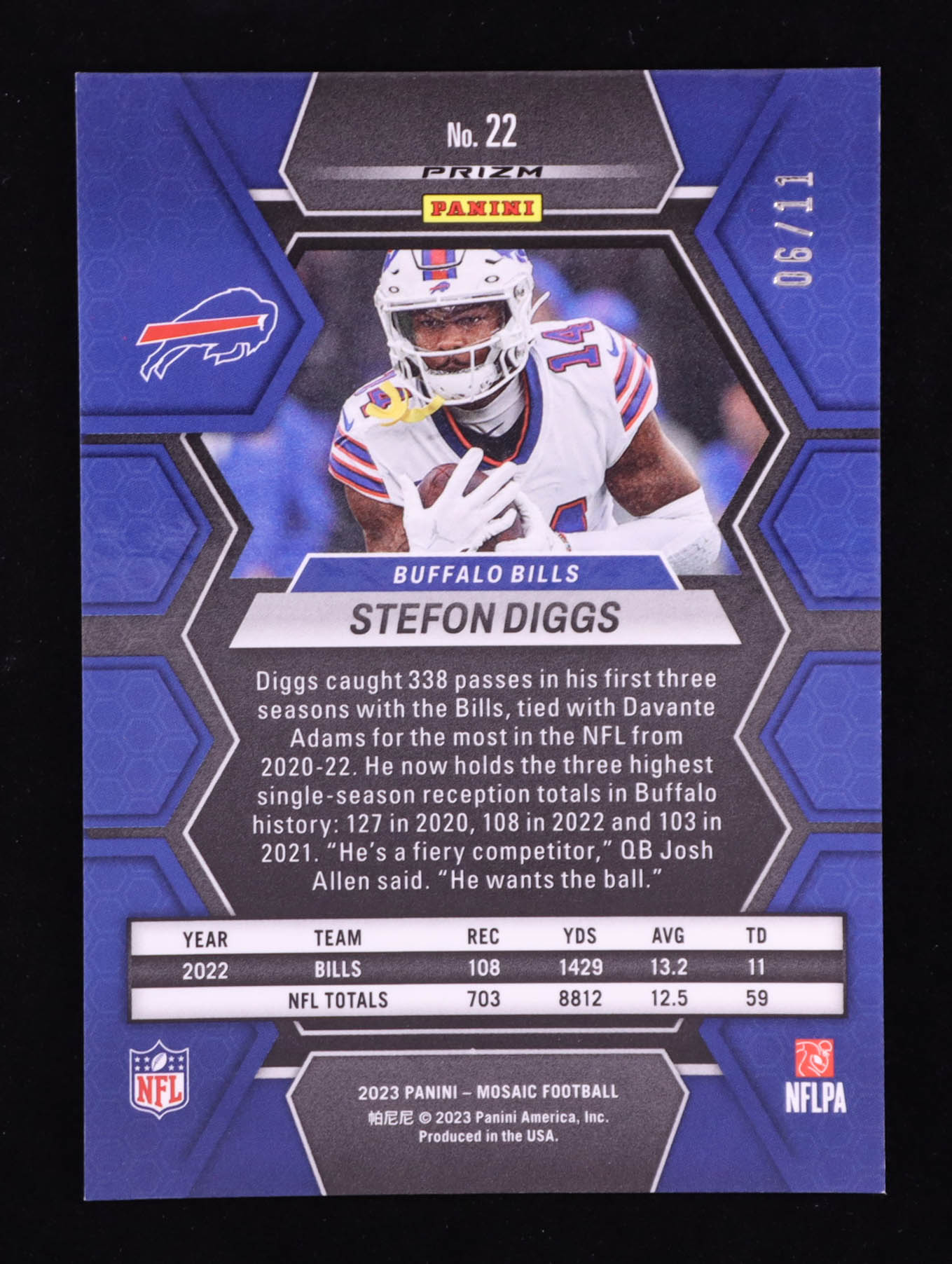 Stefon Diggs 2023 Panini Mosaic Pink #22 #06/11 at PristineAuction.com Stefon Diggs 2023 Panini Mosaic Pink #22 #06/11 at PristineAuction.com