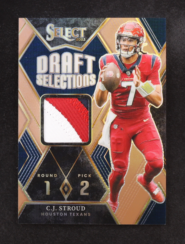 CJ Stroud 2023 Select Draft Selections Memorabilia Prizm Copper #2 #42/49 RC at PristineAuction.com CJ Stroud 2023 Select Draft Selections Memorabilia Prizm Copper #2 #42/49 RC at PristineAuction.com