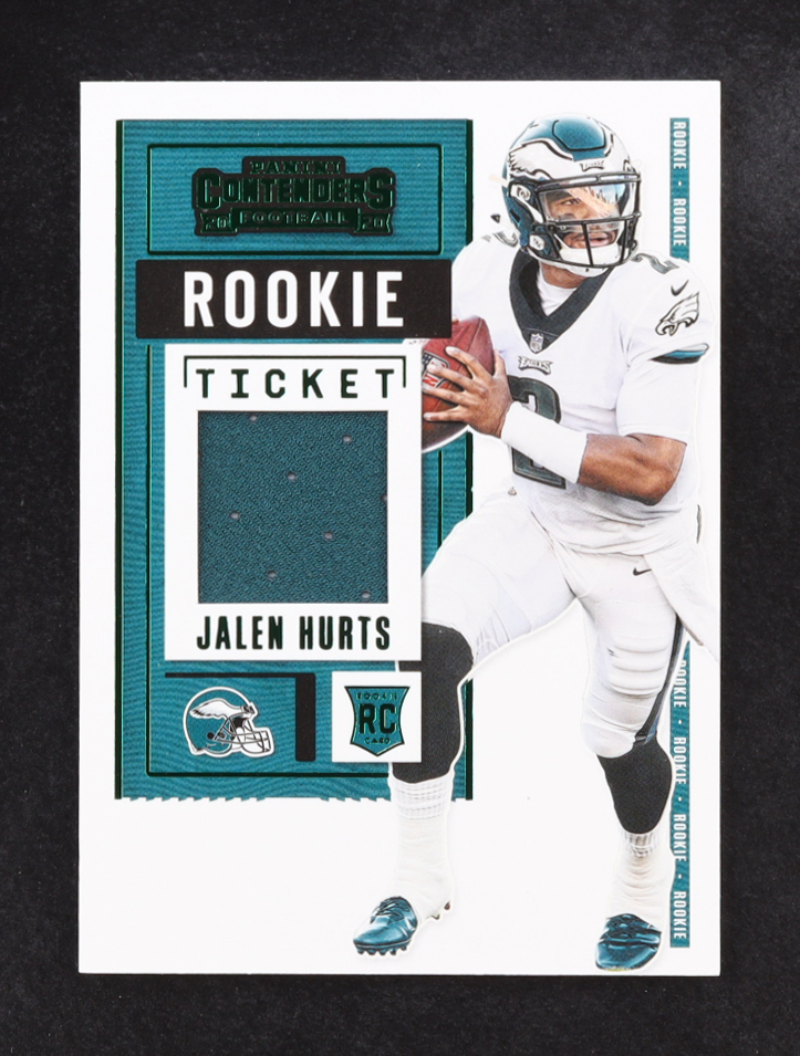 Jalen Hurts 2020 Contenders Rookie Ticket Variations Green #RSVJHU RC at PristineAuction.com Jalen Hurts 2020 Contenders Rookie Ticket Variations Green #RSVJHU RC at PristineAuction.com