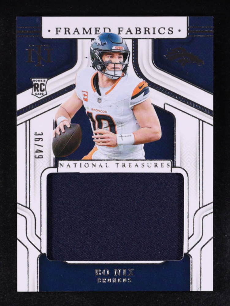 Bo Nix 2024 Panini National Treasures Framed Fabric #55 RC #36/49