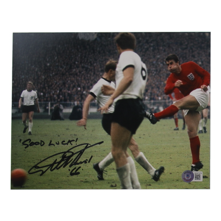 Sir Geoff Hurst Signed England 8x10 Photo Inscribed "Good Luck!" (Beckett) at PristineAuction.com Sir Geoff Hurst Signed England 8x10 Photo Inscribed "Good Luck!" (Beckett) at PristineAuction.com