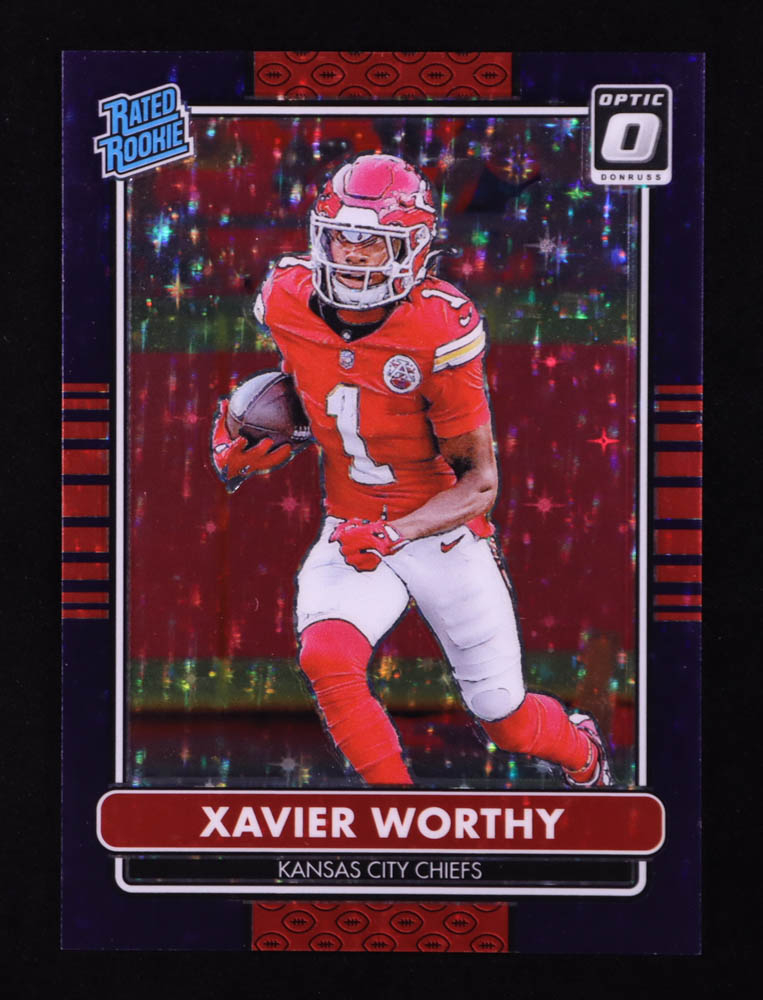 Xavier Worthy 2024 Donruss Optic '14 Retro Series Purple Stars #8 RC #10/25