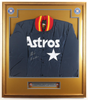 Nolan Ryan Signed Custom Framed Warm-Up Jacket Display Inscribed "The Ryan Express" with (2) Astros Pins (PSA) at PristineAuction.com