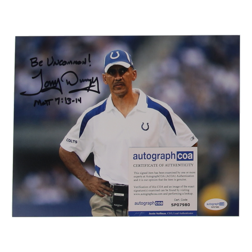 Tony Dungy Signed Colts 8x10 Photo Inscribed "Be Uncommon!" (ACOA) at PristineAuction.com Tony Dungy Signed Colts 8x10 Photo Inscribed "Be Uncommon!" (ACOA) at PristineAuction.com
