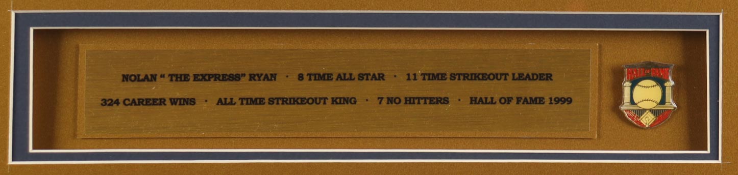 Nolan Ryan Signed Custom Framed Jersey Display with Hall of Fame Pin (PSA) at PristineAuction.com Nolan Ryan Signed Custom Framed Jersey Display with Hall of Fame Pin (PSA) at PristineAuction.com