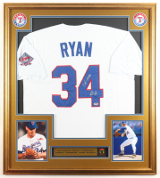 Nolan Ryan Signed Custom Framed Jersey Display Inscribed "7 No-Hitters" with Jersey Pin (PSA) at PristineAuction.com