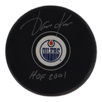 Jari Kurri Signed Oilers Logo Hockey Puck Inscribed "HOF 2001" (Schwartz) at PristineAuction.com