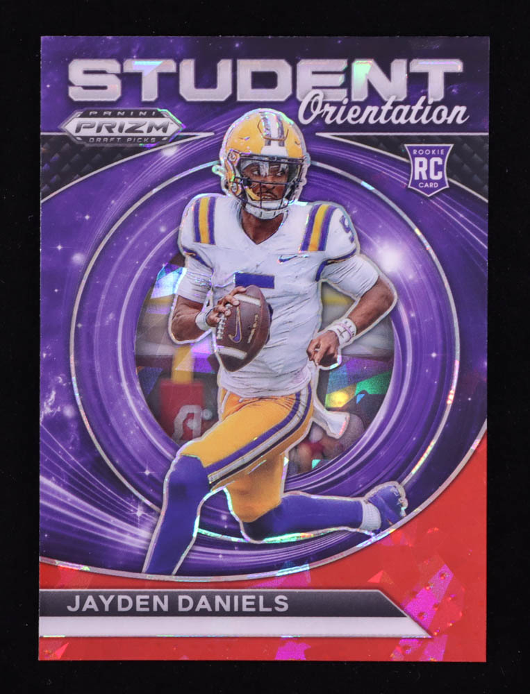 Jayden Daniels 2024 Panini Prizm Draft Picks Student Orientation Red Ice #5 RC