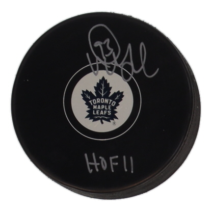 Doug Gilmour Signed Maple Leafs Logo Hockey Puck Inscribed "HOF '11" (Schwartz) at PristineAuction.com Doug Gilmour Signed Maple Leafs Logo Hockey Puck Inscribed "HOF '11" (Schwartz) at PristineAuction.com