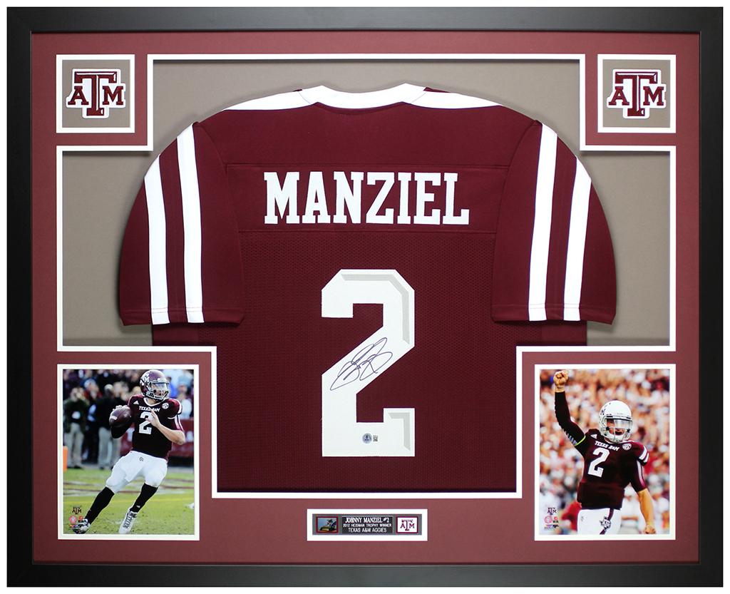 Johnny Manziel Signed Custom Framed Jersey Display (Beckett) at PristineAuction.com Johnny Manziel Signed Custom Framed Jersey Display (Beckett) at PristineAuction.com