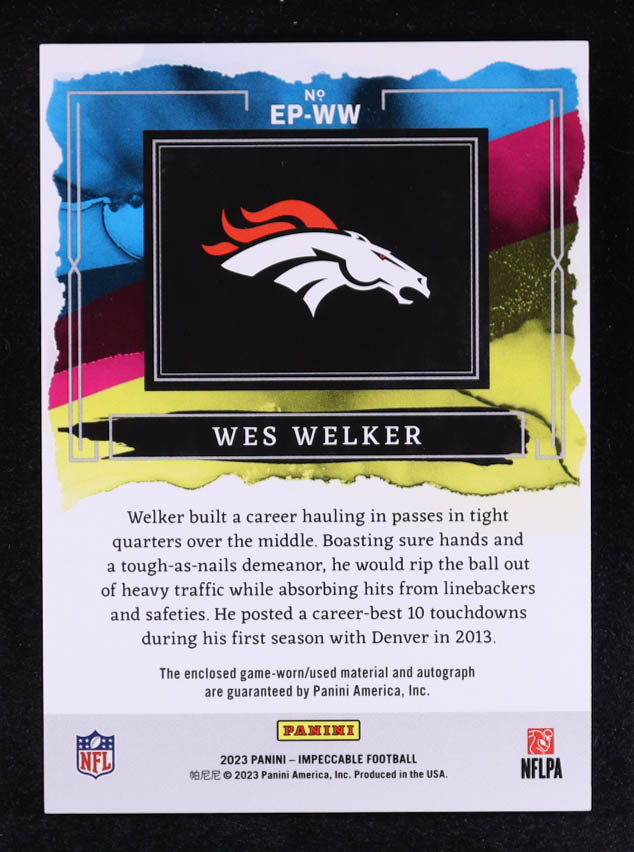 Wes Welker 2023 Panini Impeccable Extravagance Patch Auto #EP-WW #04/75 at PristineAuction.com Wes Welker 2023 Panini Impeccable Extravagance Patch Auto #EP-WW #04/75 at PristineAuction.com