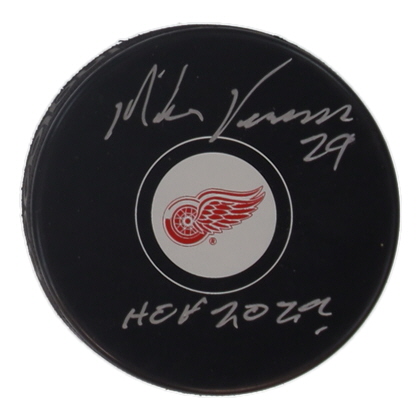 Mike Vernon Signed Flames Logo Hockey Puck Inscribed "HOF 2023" (Schwartz) at PristineAuction.com Mike Vernon Signed Flames Logo Hockey Puck Inscribed "HOF 2023" (Schwartz) at PristineAuction.com