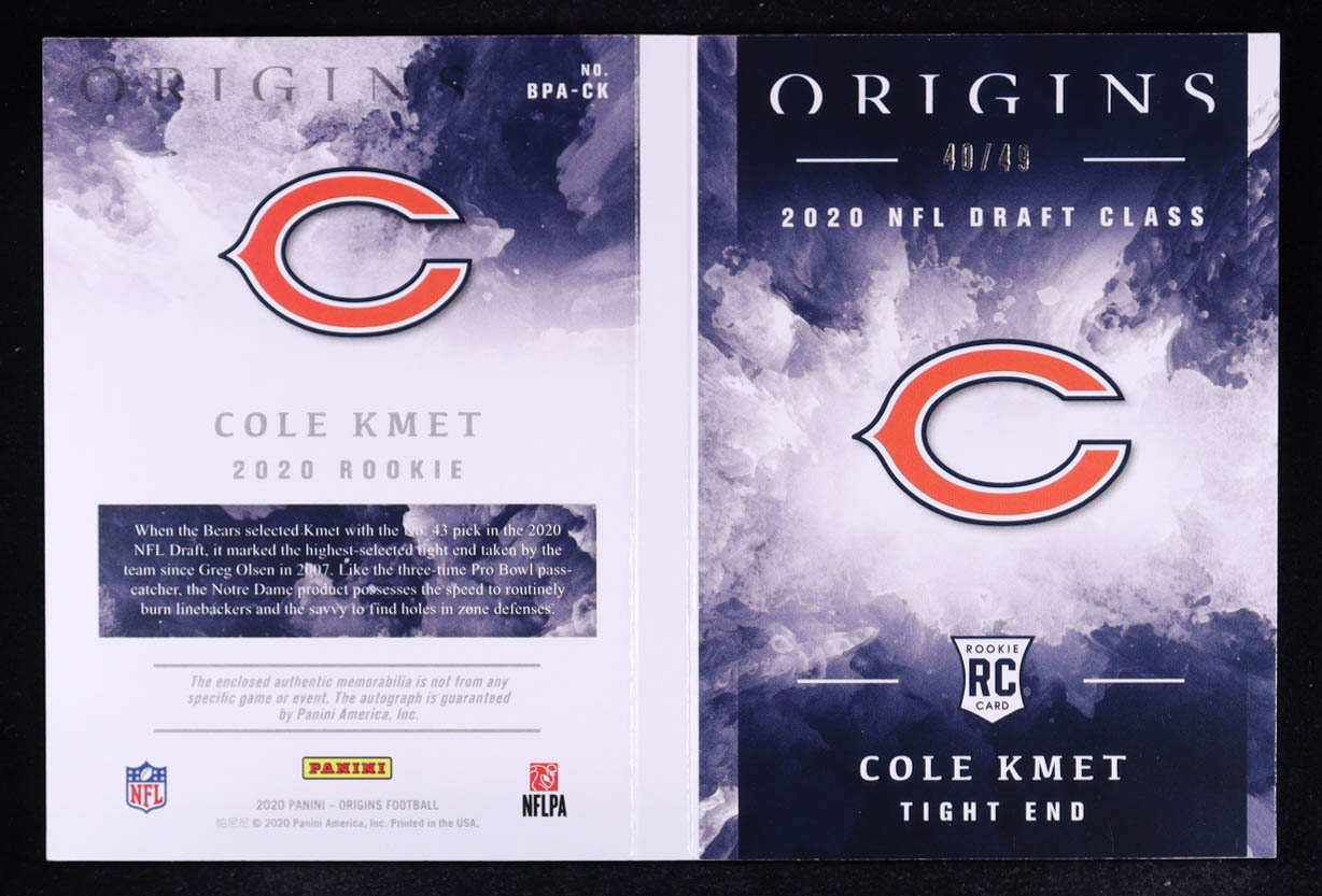 Cole Kmet 2020 Panini Rookie Booklet Patch Auto #BPA-CK RC #40/49 at PristineAuction.com Cole Kmet 2020 Panini Rookie Booklet Patch Auto #BPA-CK RC #40/49 at PristineAuction.com