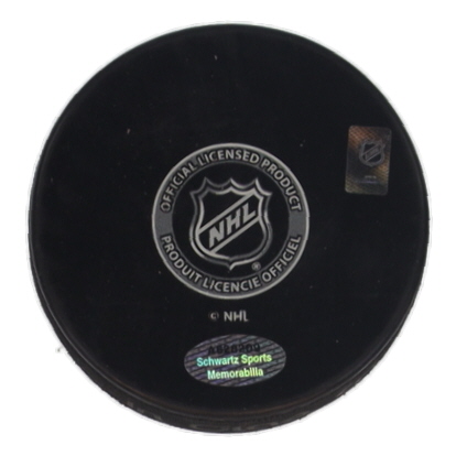 Mike Vernon Signed Flames Logo Hockey Puck Inscribed "HOF 23" (Schwartz) at PristineAuction.com Mike Vernon Signed Flames Logo Hockey Puck Inscribed "HOF 23" (Schwartz) at PristineAuction.com