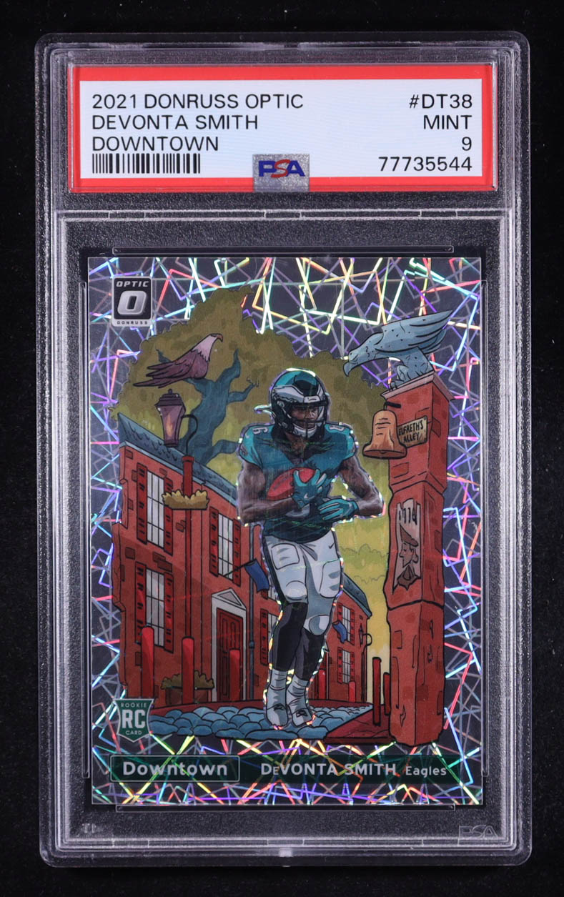Devonta Smith 2021 Donruss Optic Downtown #DT-38 RC (PSA 9) at PristineAuction.com Devonta Smith 2021 Donruss Optic Downtown #DT-38 RC (PSA 9) at PristineAuction.com