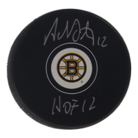 Adam Oates Signed Bruins Logo Hockey Puck Inscribed "HOF 12" (Schwartz) at PristineAuction.com