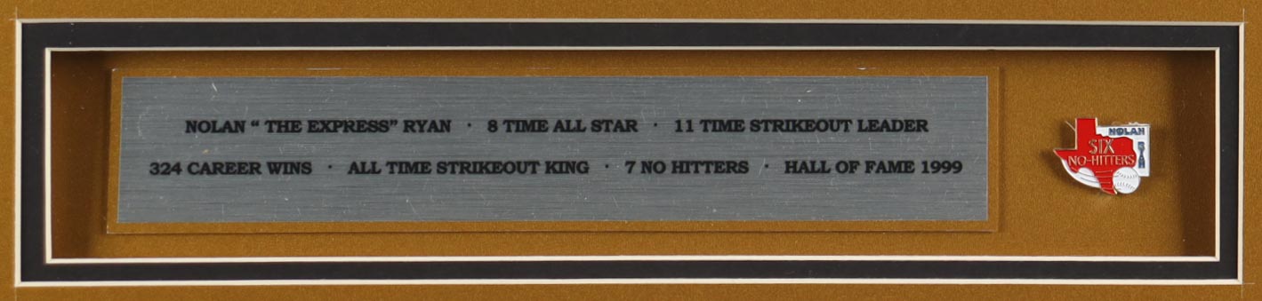 Nolan Ryan Signed Custom Framed Jersey Display Inscribed "324 Wins" & "7 No-Hitters" with No-Hitter Pin (PSA) at PristineAuction.com Nolan Ryan Signed Custom Framed Jersey Display Inscribed "324 Wins" & "7 No-Hitters" with No-Hitter Pin (PSA) at PristineAuction.com