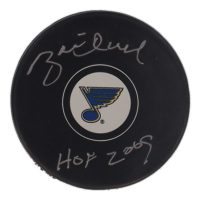 Brett Hull Signed Blues Logo Hockey Puck Inscribed "HOF 2009" (Schwartz) at PristineAuction.com