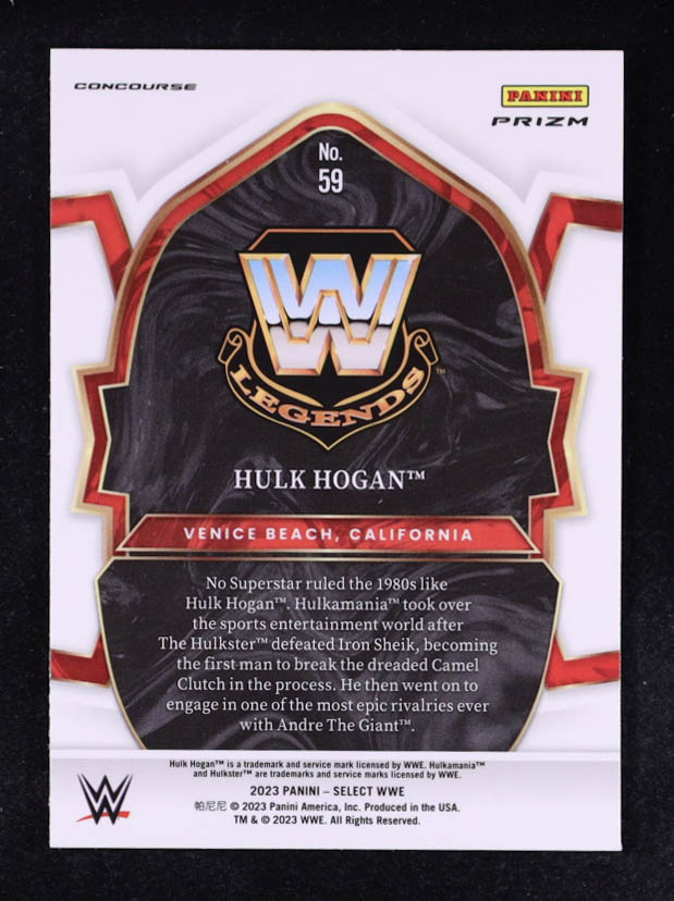 Hulk Hogan 2023 Panini Select Concourse WWE Legends #59 at PristineAuction.com Hulk Hogan 2023 Panini Select Concourse WWE Legends #59 at PristineAuction.com