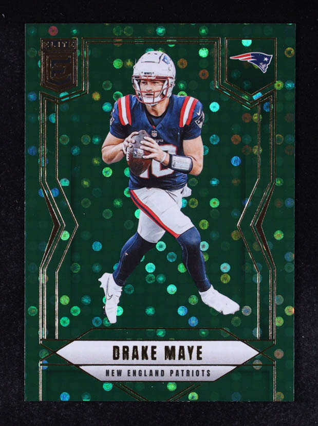 Drake Maye 2025 Panini Donruss Elite Green Disco #65 at PristineAuction.com Drake Maye 2025 Panini Donruss Elite Green Disco #65 at PristineAuction.com