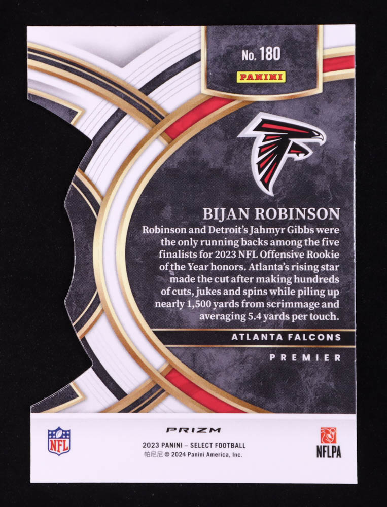 Bijan Robinson 2023 Select Prizm Zebra Die Cut #180 RC at PristineAuction.com Bijan Robinson 2023 Select Prizm Zebra Die Cut #180 RC at PristineAuction.com