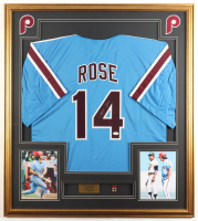 Pete Rose Signed Custom Framed Jersey Display & Pin (JSA) at PristineAuction.com