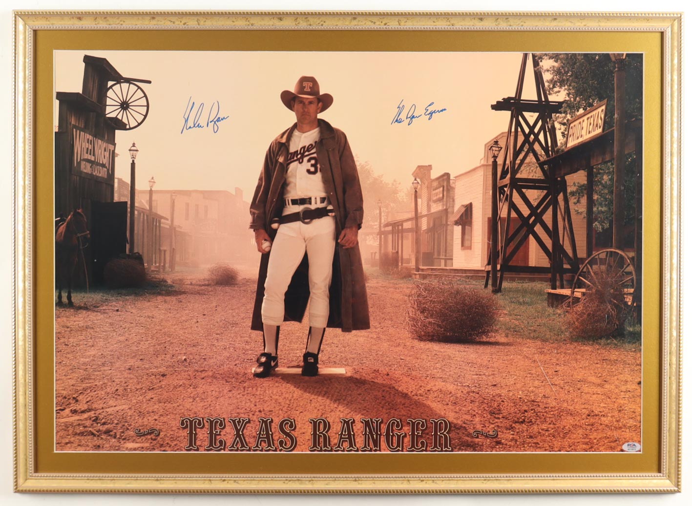 Nolan Ryan Signed Custom Framed Vintage 1989 Nike 'Texas Ranger' In-Store Poster Inscribed "The Ryan Express" (PSA) at PristineAuction.com Nolan Ryan Signed Custom Framed Vintage 1989 Nike 'Texas Ranger' In-Store Poster Inscribed "The Ryan Express" (PSA) at PristineAuction.com