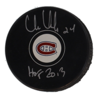 Chris Chelios Signed Canadiens Logo Hockey Puck Inscribed "HOF 2013" (Schwartz) at PristineAuction.com