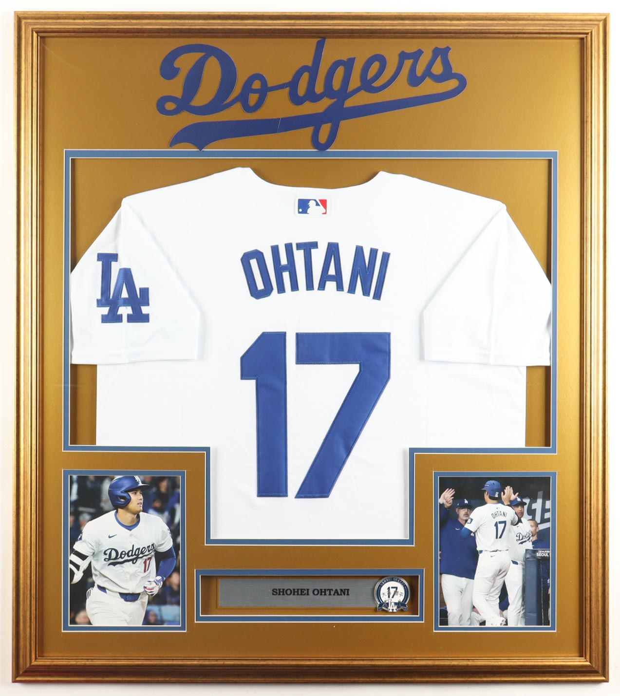 Shohei Ohtani Custom Framed Jersey Display With Ohtani Pin at PristineAuction.com Shohei Ohtani Custom Framed Jersey Display With Ohtani Pin at PristineAuction.com