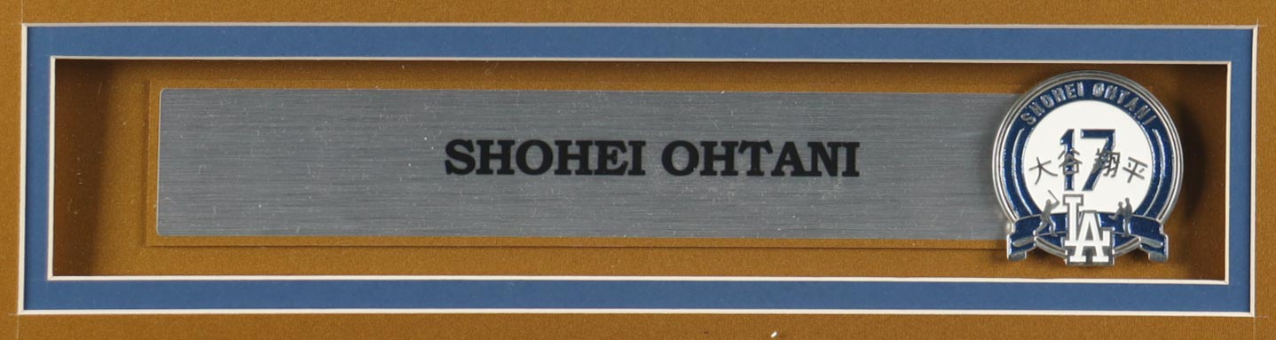 Shohei Ohtani Custom Framed Jersey Display With Ohtani Pin at PristineAuction.com Shohei Ohtani Custom Framed Jersey Display With Ohtani Pin at PristineAuction.com
