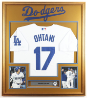 Shohei Ohtani Custom Framed Jersey Display With Ohtani Pin at PristineAuction.com