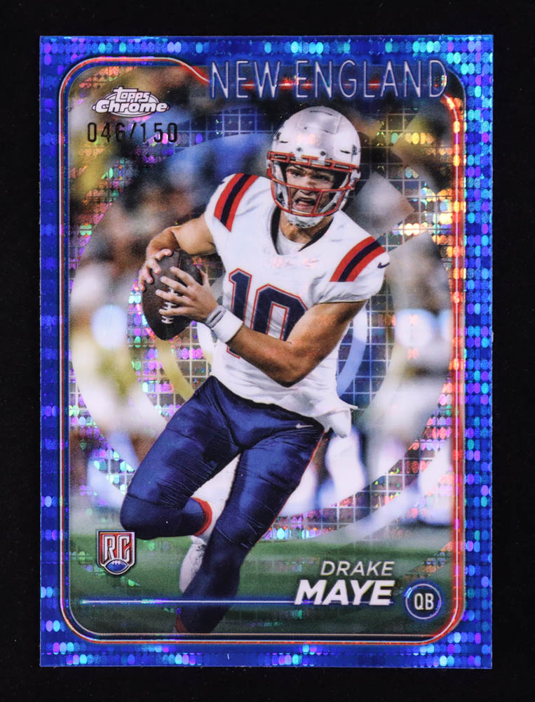 Drake Maye 2024 Topps Chrome Blue Sonar Refractors #203 RC #46/150