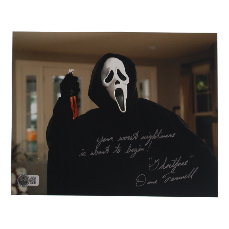 Dane Farwell Signed "Scream" 8x10 Photo Inscribed "Ghostface" & "Your Worst Nightmare Is About To Begin!" (Beckett) at PristineAuction.com Dane Farwell Signed "Scream" 8x10 Photo Inscribed "Ghostface" & "Your Worst Nightmare Is About To Begin!" (Beckett) at PristineAuction.com