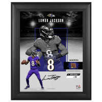 Lamar Jackson LE Ravens "Impact Collage" Custom Framed Photo at PristineAuction.com
