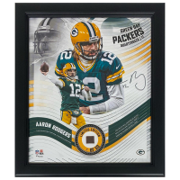 Aaron Rodgers Packers LE Custom Framed Display with Piece of Game-Used Football at PristineAuction.com